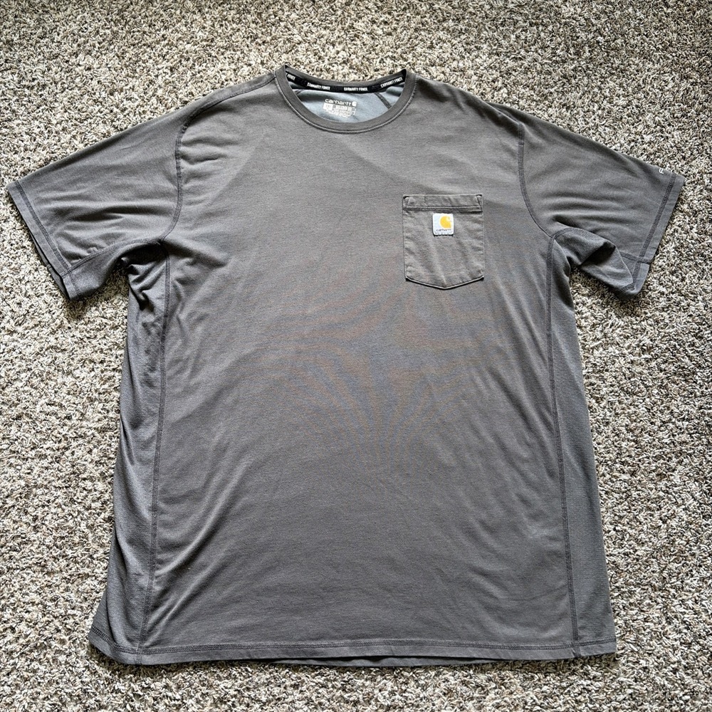 Carhartt Force Relaxed Fit Short Sleeve Gray T Shirt Mens 2XLT Tall Workwear